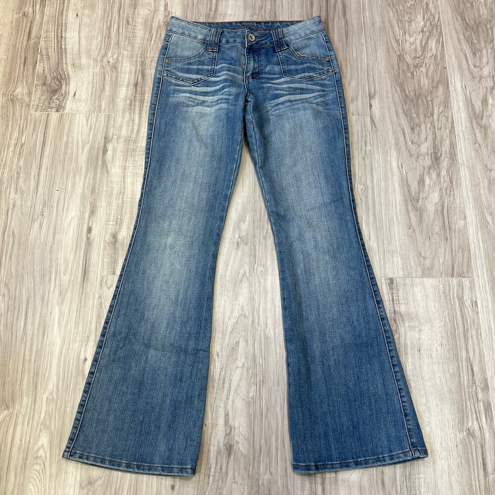 Mudd Jeans Women's Size 5 Y2K Slight Flare Blue Denim Mid Rise Stretch 2000s